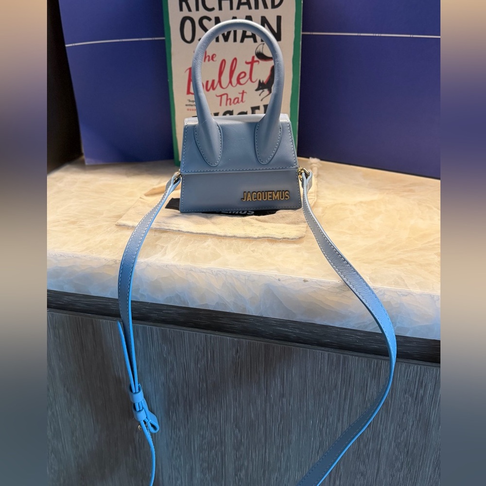 Jacquemus Powder Blue Mini Leather Shoulder Bag